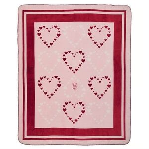 PINK Victoria's Secret Heart Patterned Blanket in Pink and Red 🆕